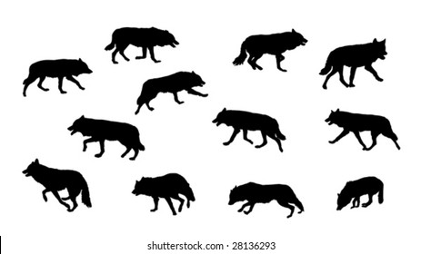 Wolf Running Silhouettes