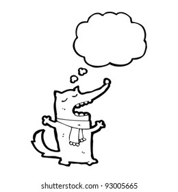 wolf in scarf cartoon