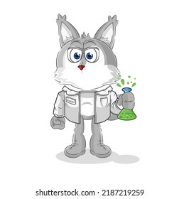 The Wolf Scientist Character. Cartoon Mascot Vector