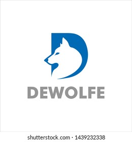 wolf in the shape of the letter D logo stock