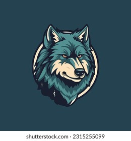 Wolf shape mascot logo for outdoor adventure company. modern flat color