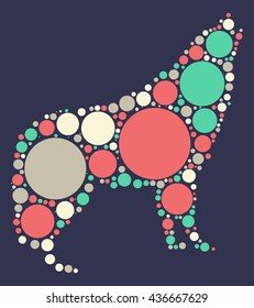 wolf shape vector design by color point