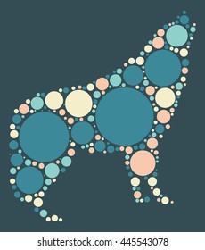 wolf shape vector design by color point