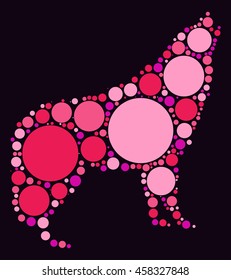 wolf shape vector design by color point