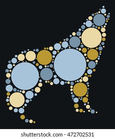 wolf shape vector design by color point