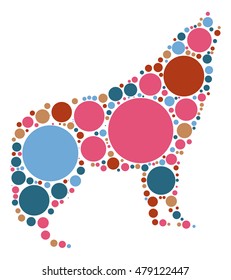 wolf shape vector design by color point