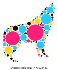 wolf shape vector design by color point