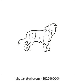 wolf shaped black outline logo on white background