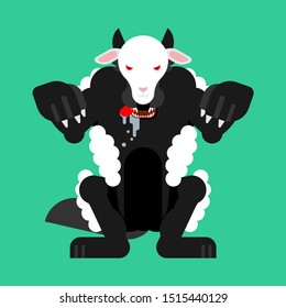 Wolf in sheep's clothing isolated. vector illustration