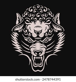 Lobo en Vector de diseño de tatuaje de oveja