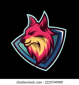 wolf shield e-sport logo design. vector design and illustration. for esport logo, tshirt design and others