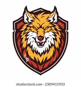 Escudo WOLF como dibujo de línea sobre fondo blanco