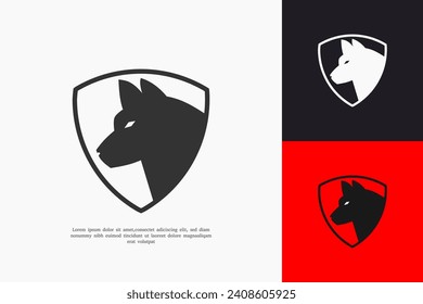 wolf shield logo design template