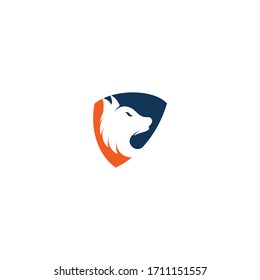 Wolf shield shape concept Logo Design. Modern professional wolf logo design. Wolf head logo vector