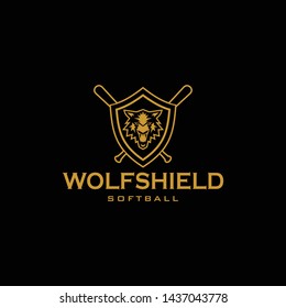 Wolf in Shield for Softball Logo