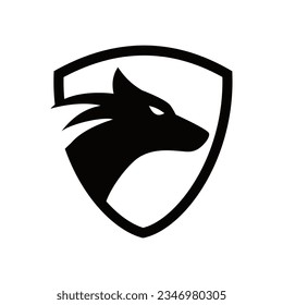 wolf shield vector logo template