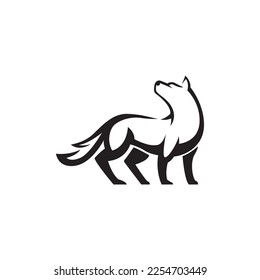 wolf silhouette black logo concept template