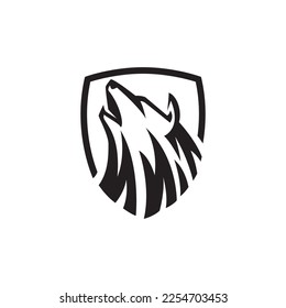 wolf silhouette black logo concept template