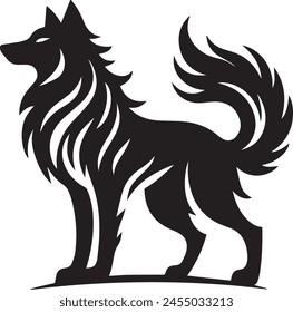 Wolf Silhouette Black Vector Illustration. Majestic Guardians of the Night