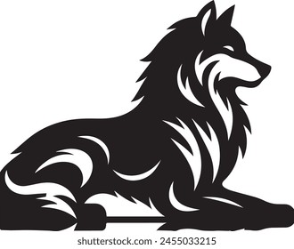 Wolf Silhouette Black Vector Illustration. Majestic Guardians of the Night