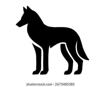 Wolf silhouette, black wolf vector illustration, isolated icon on white background	