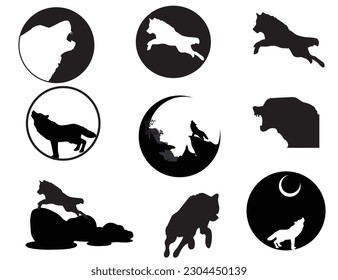 Wolf Silhouette Black and White -Vector Illustration Stock Vector - Illustration of wolf, Wolf Head Logo clip art collection of vector-Wolf Clip Art HD EPS Downlaod, Creative Business Design