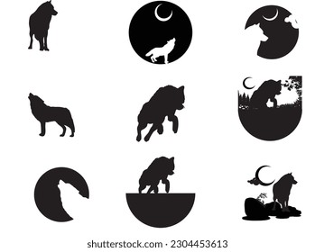 Wolf Silhouette Black and White -Vector Illustration Stock Vector - Illustration of wolf, Wolf Head Logo clip art collection of vector-Wolf Clip Art HD EPS Downlaod, Creative Business Design