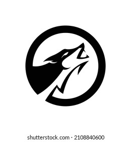 wolf silhouette in circle logo vector