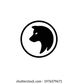 wolf silhouette in the circle shape logo design inspiration