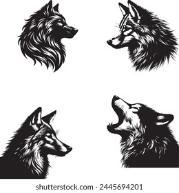 Wolf silhouette collection. Logo set.