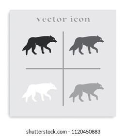 Wolf silhouette flat black and white vector icon.