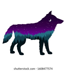 Wolf Silhouette Forest Vector Animal Sky Vector