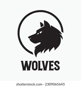 Wolf silhouette head logo design vector graphic, Wolves Logo Design Template