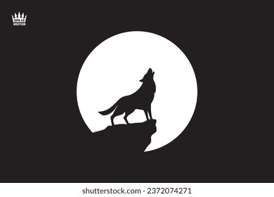 Wolf Silhouette Howling auf dem Mond