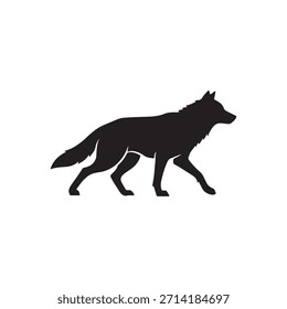 Diseño plano de Vector de icono de silueta de lobo