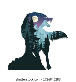  Wolf silhouette illustration animal vector