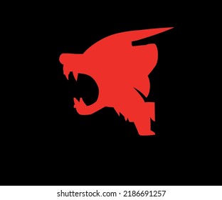 Wolf Silhouette Illustration Black And Red.