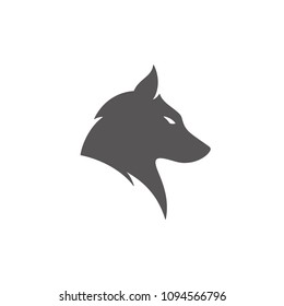 Wolf Silhouette Isolated On White Background Vector Illustration. Wolf Head Vector Graphic Emblem.