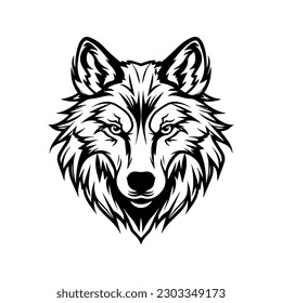Wolf silhouette isolated on white, wild animal, logo with wolf, isolated on white background.