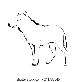 Wolf silhouette isolated on white background. Logo. Vector illustration.