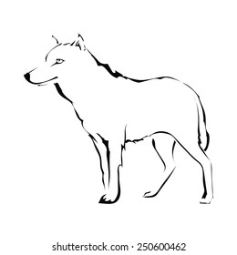 Wolf silhouette isolated on white background. Vector illustration.