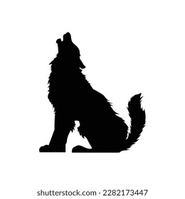 Wolf Silhouette isolated white background