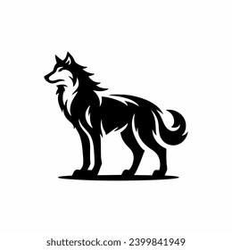 Wolf silhouette logo design inspiration with a flat design using a black color