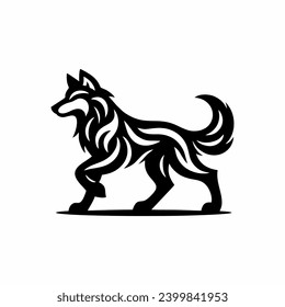 Wolf silhouette logo design inspiration with a flat design using a black color