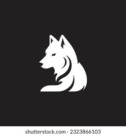 Icono del logo de la silueta de lobo. Señal de depredador de relleno. Ilustración del vector