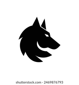 Wolf silhouette logo icon. Howling predator sign. Wild canine animal symbol design illustration