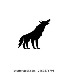 Wolf silhouette logo icon. Howling predator sign. Wild canine animal symbol design illustration