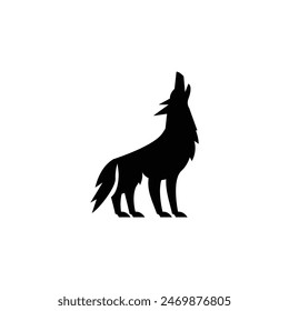 Wolf silhouette logo icon. Howling predator sign. Wild canine animal symbol design illustration