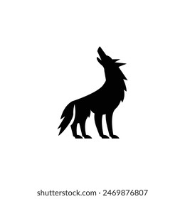 Wolf silhouette logo icon. Howling predator sign. Wild canine animal symbol design illustration