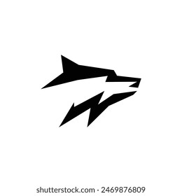 Wolf silhouette logo icon. Howling predator sign. Wild canine animal symbol design illustration